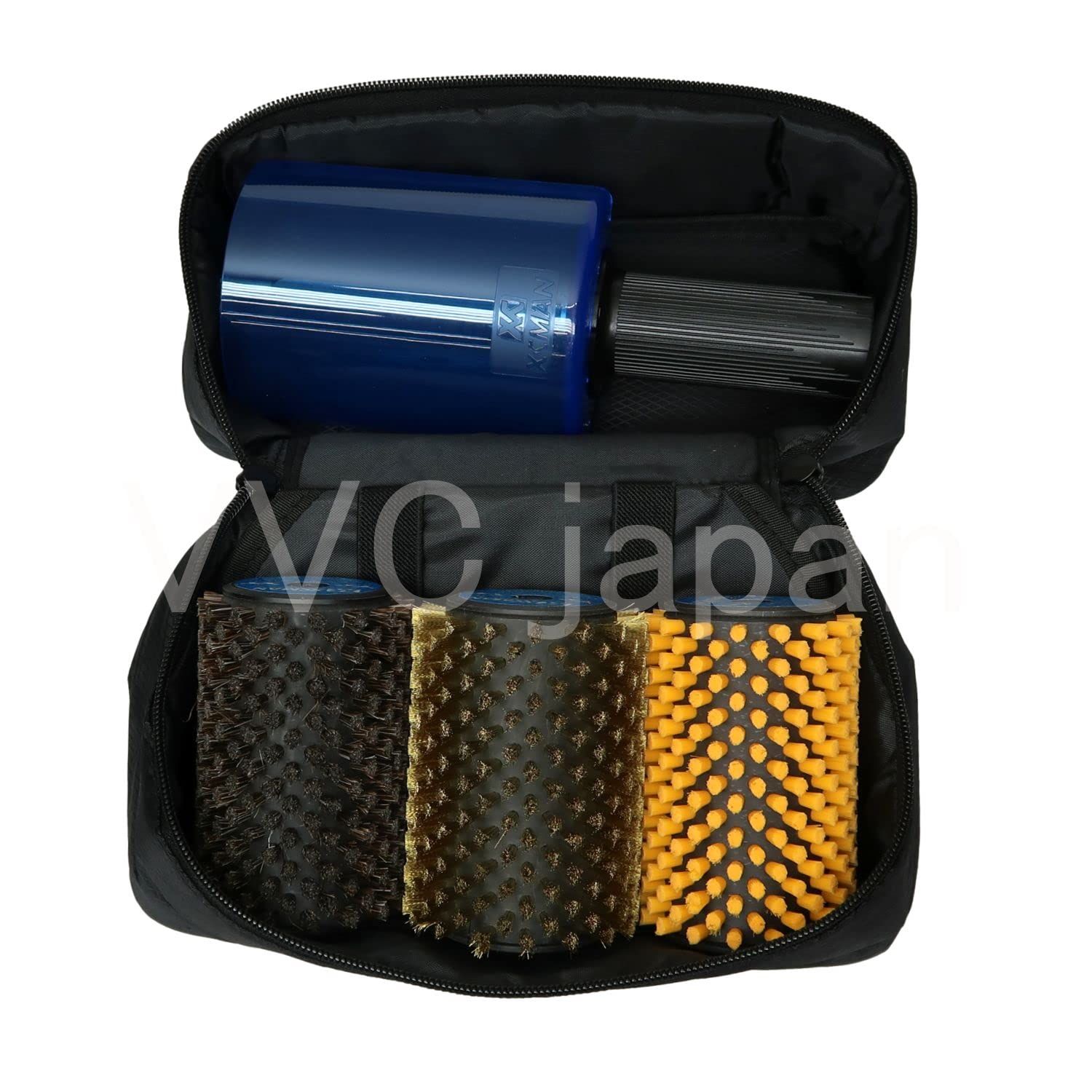 ベアリング入りハンドル 回転ブラシセット ブラシ3個セット ワックス掛けブラシ ナイロン スキー 馬 スノーボード 真鍮orコルク