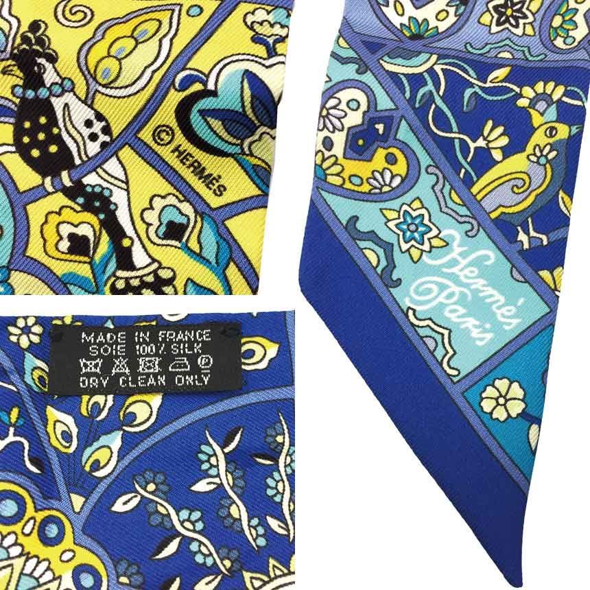HERMES ツイリー　花咲く鳥たちの国で　スカーフ ブルー エルメスツイリー 花咲く鳥たちの国で/Au Pays des Oiseaux