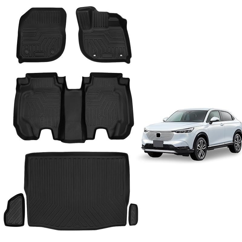 新型 ヴェゼル rv系 専用 フロアマット+ラゲッジマット 専用設計 VEZEL RV3 RV4 RV5 RV6 3D立体マット 防水 カーマット TPE材質 保護マット 耐汚れ 滑り防止 アクセサリー カスタム パーツ 6ｐセット (