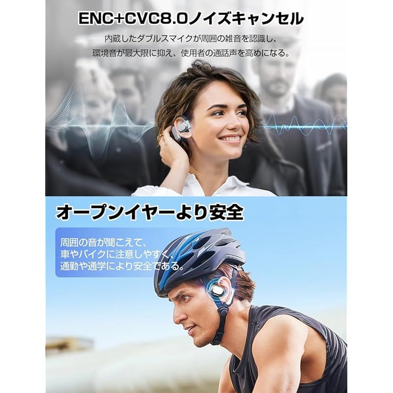 2024モデル 音質強化版 オープンイヤー型】イヤホン Bluetooth