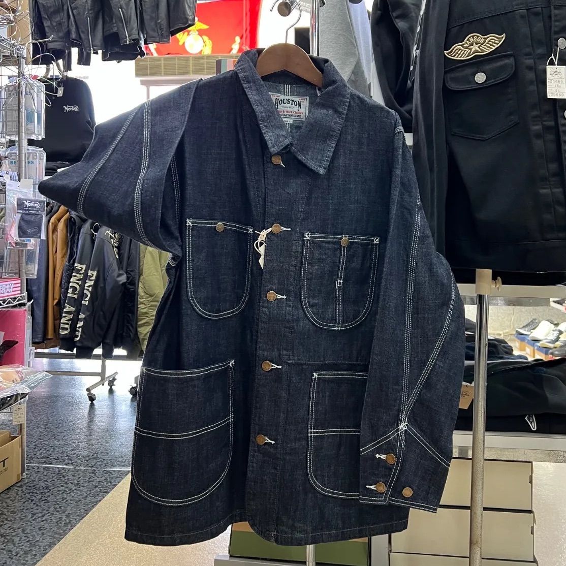 HOUSTON ヒューストン　デニムカバーオール　インディゴ　XL HOUSTON（ヒューストン） ジャケット メンズ US コットン デニム