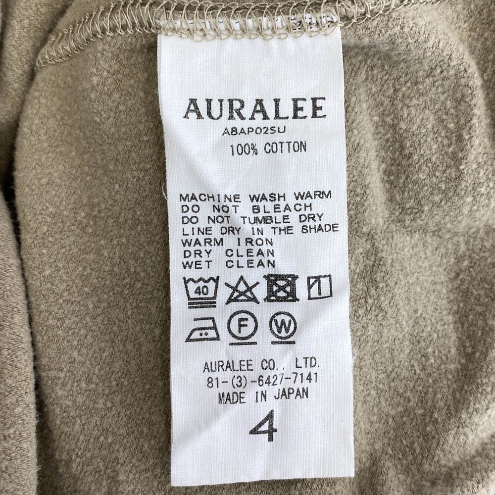 AURALEE 100%コットン 長袖カットソー サイズ3　M〜L オーガニックコットン ラグランスリーブ カットソー 長袖