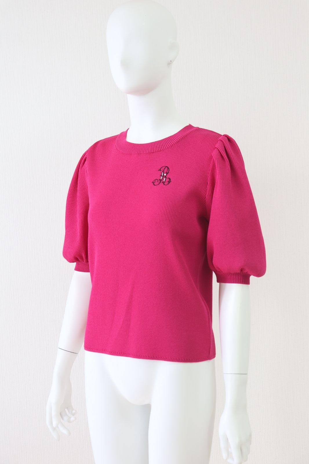 Rene R刺繍パフスリーブニットトップス