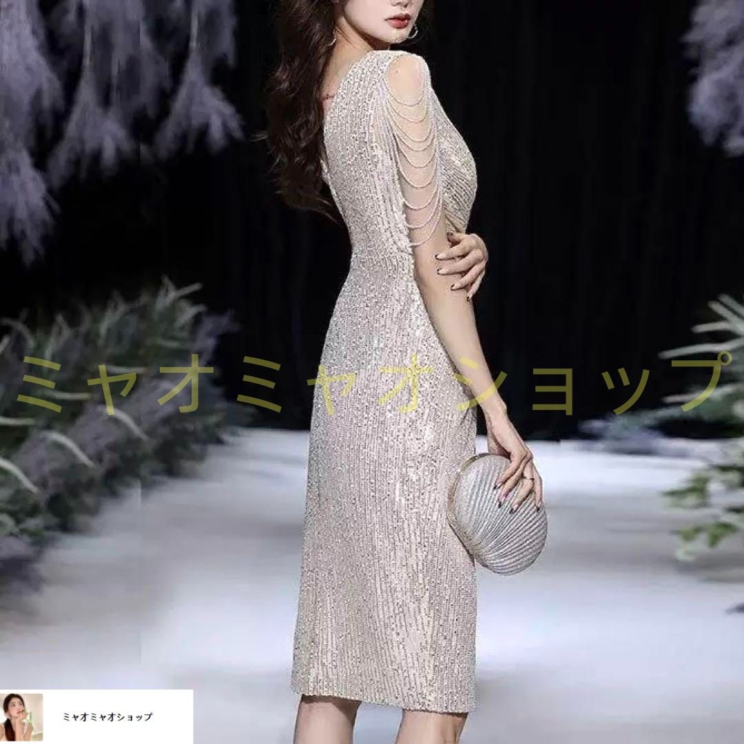 スパンコールの煌びやかな イブニングドレス スパンコールの煌びやかな