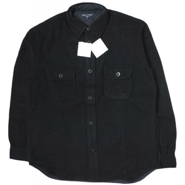 新品 COMME des GARCONS HOMME コムデギャルソンオム 21AW 日本製 WOOL CPO SHIRT バックキルティング ウール シャツジャケット HH-B030 L NAVY 定価39,600円 トップス g16520 - メルカリ