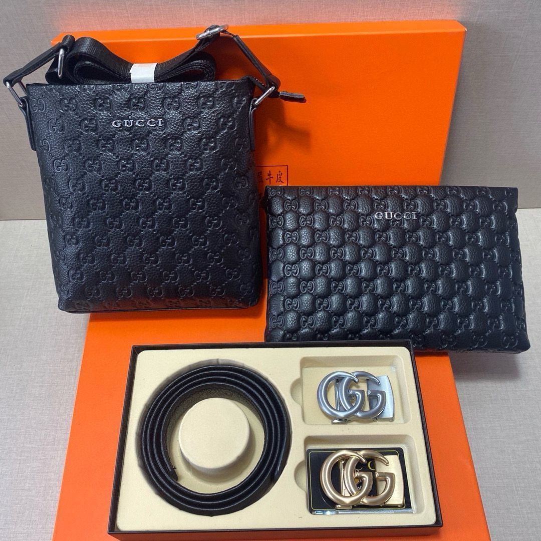 GUCCI 本革ベルト箱・保存袋付き新品未使用 本日特価] グッチ Gucci 高級レザー ベルト＆バッグ スーパー