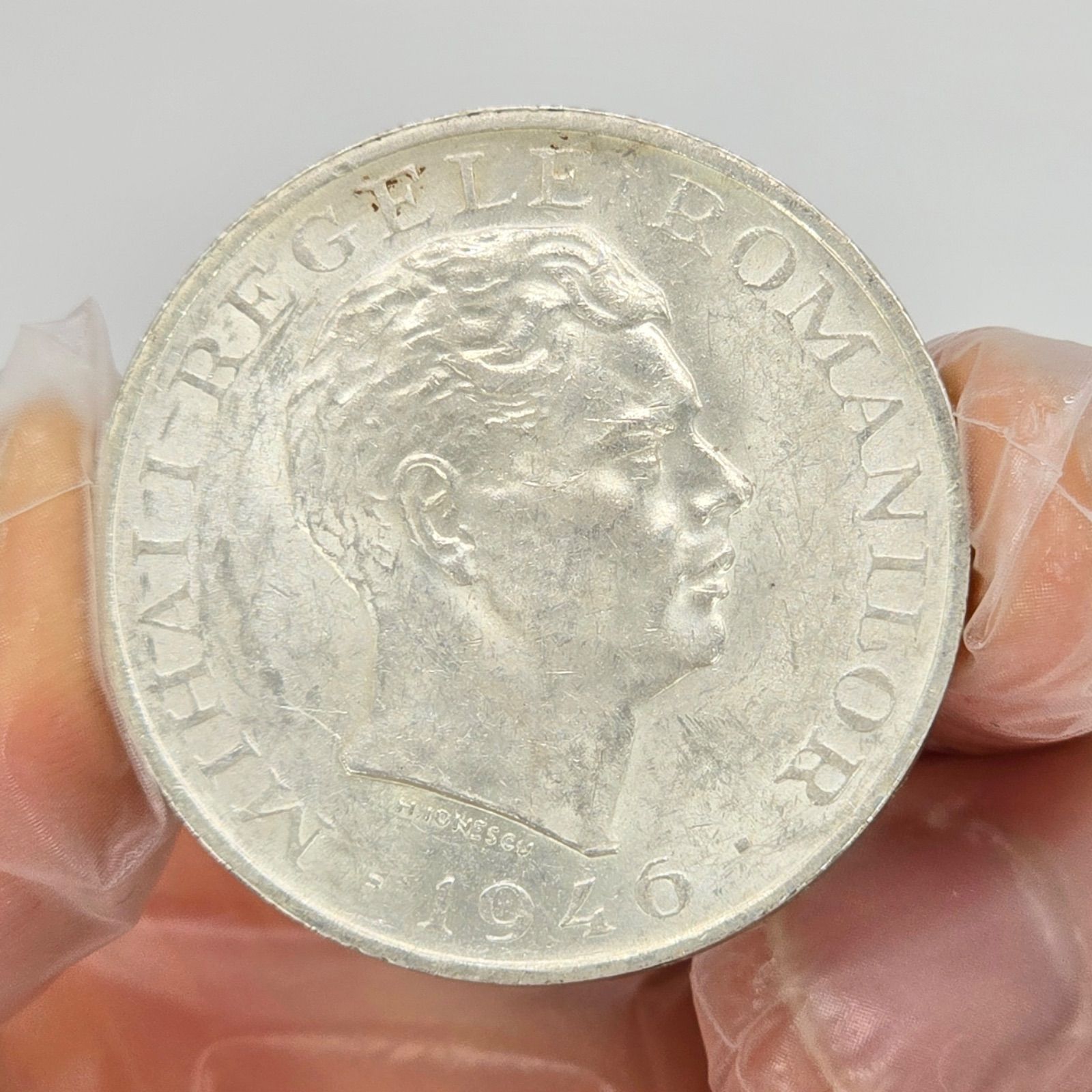 ルーマニア　銀貨　100000レイ　1946年 ルーマニア 1946年 100000レイ 銀貨 ミハイ1世 女性像 鳥 王冠