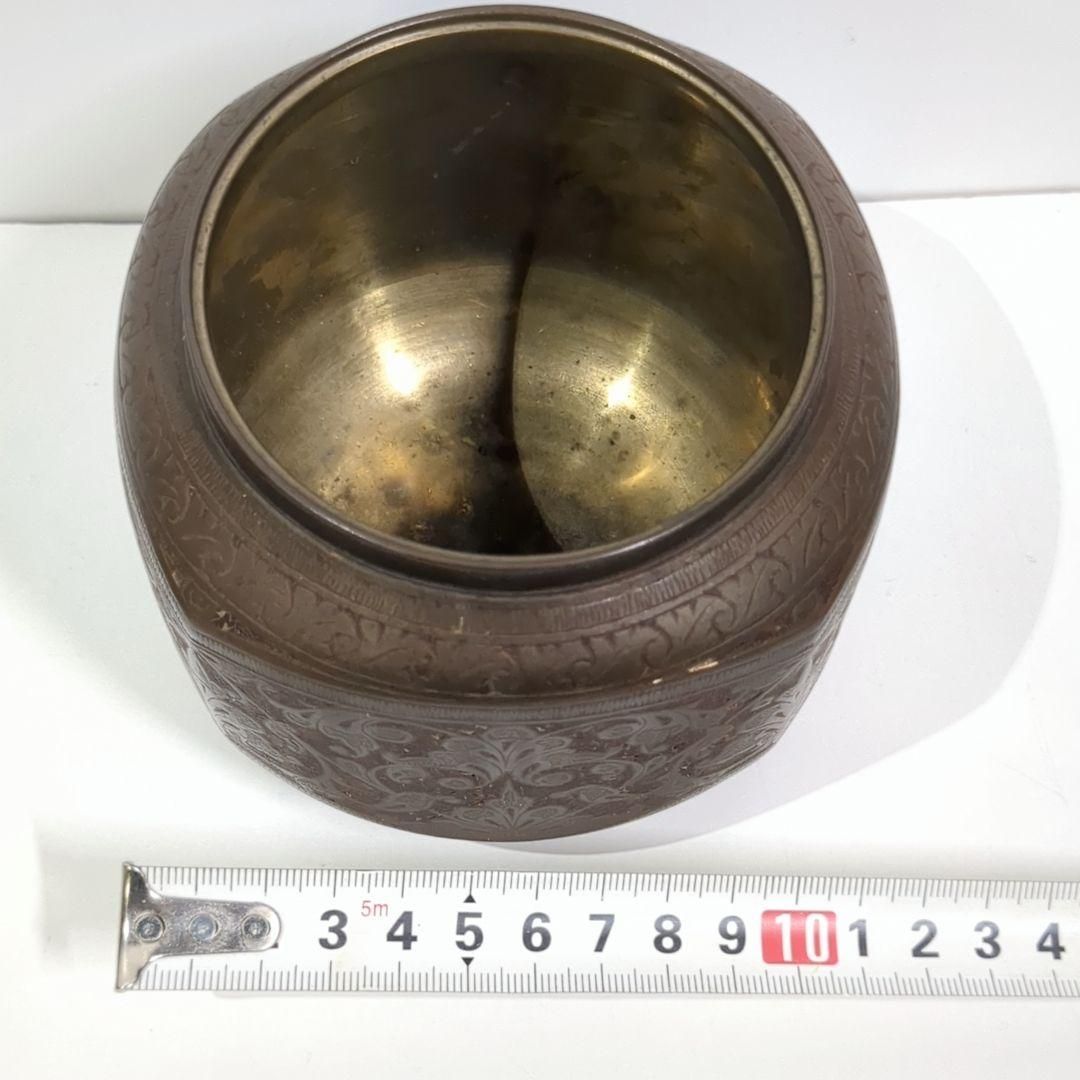 インド製 金工細工 小物入れ 刻印 ハンドメイド 茶筒 ボンボニエール