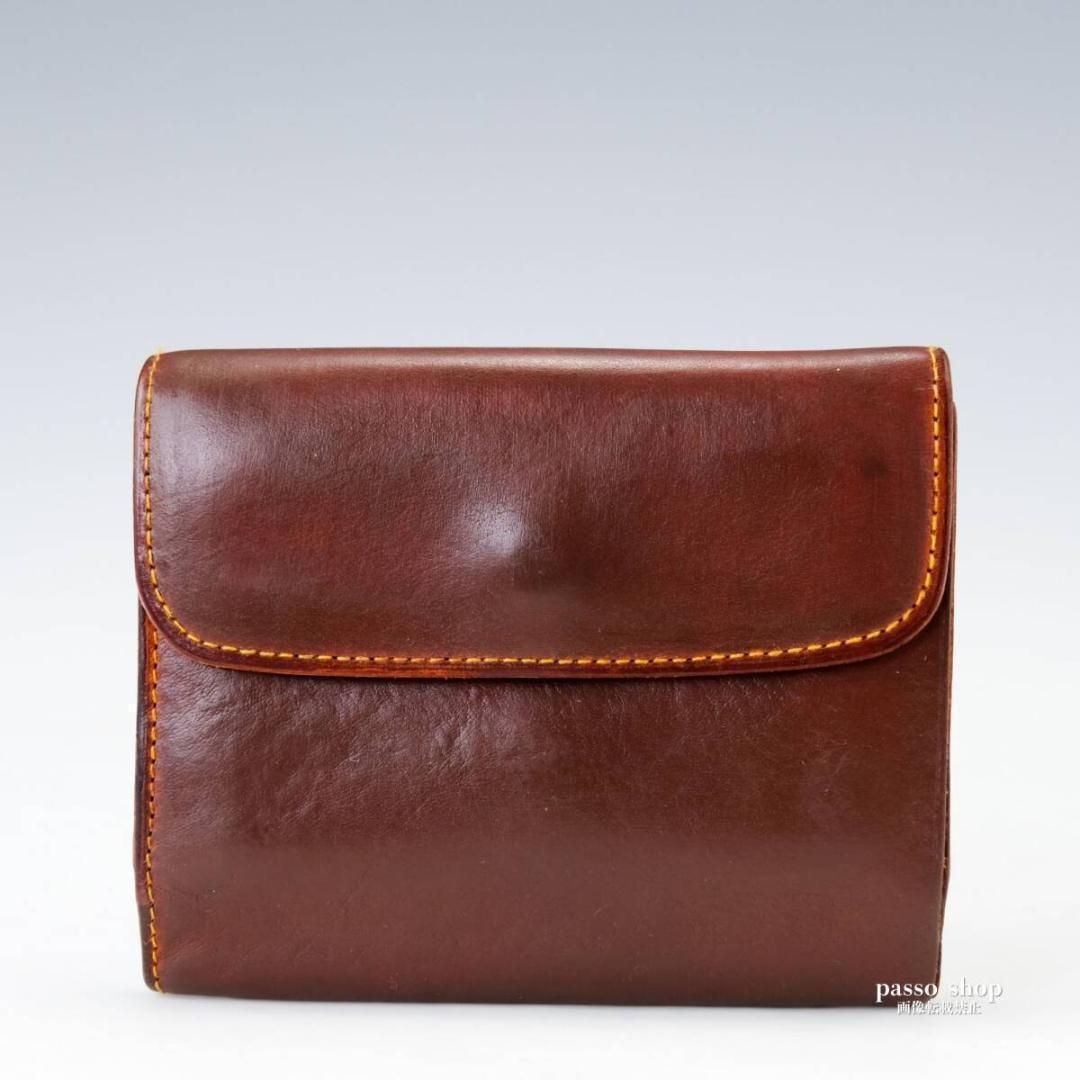 大人気 ガンゾ 三つ折り財布 ブラウン 本革 レザー コンパクトウォレット