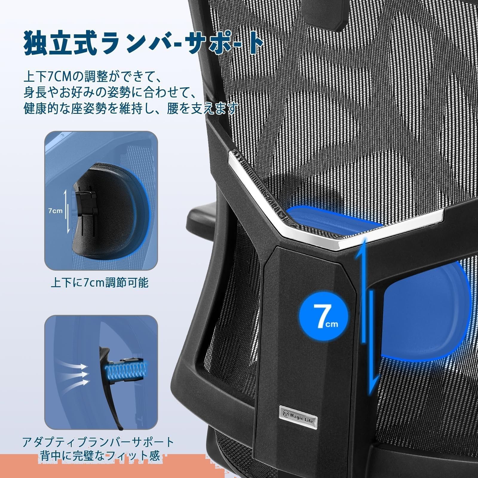 2D腰サポート 高い通気性の全面メッシュクッション