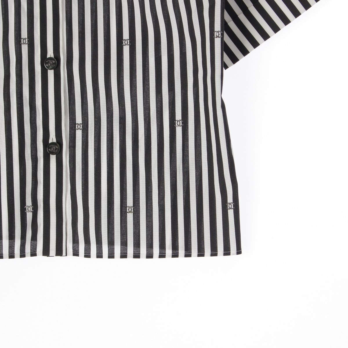 シャネル 24年 ココマーク ストレッチ ポプリン ブラウス P76220  