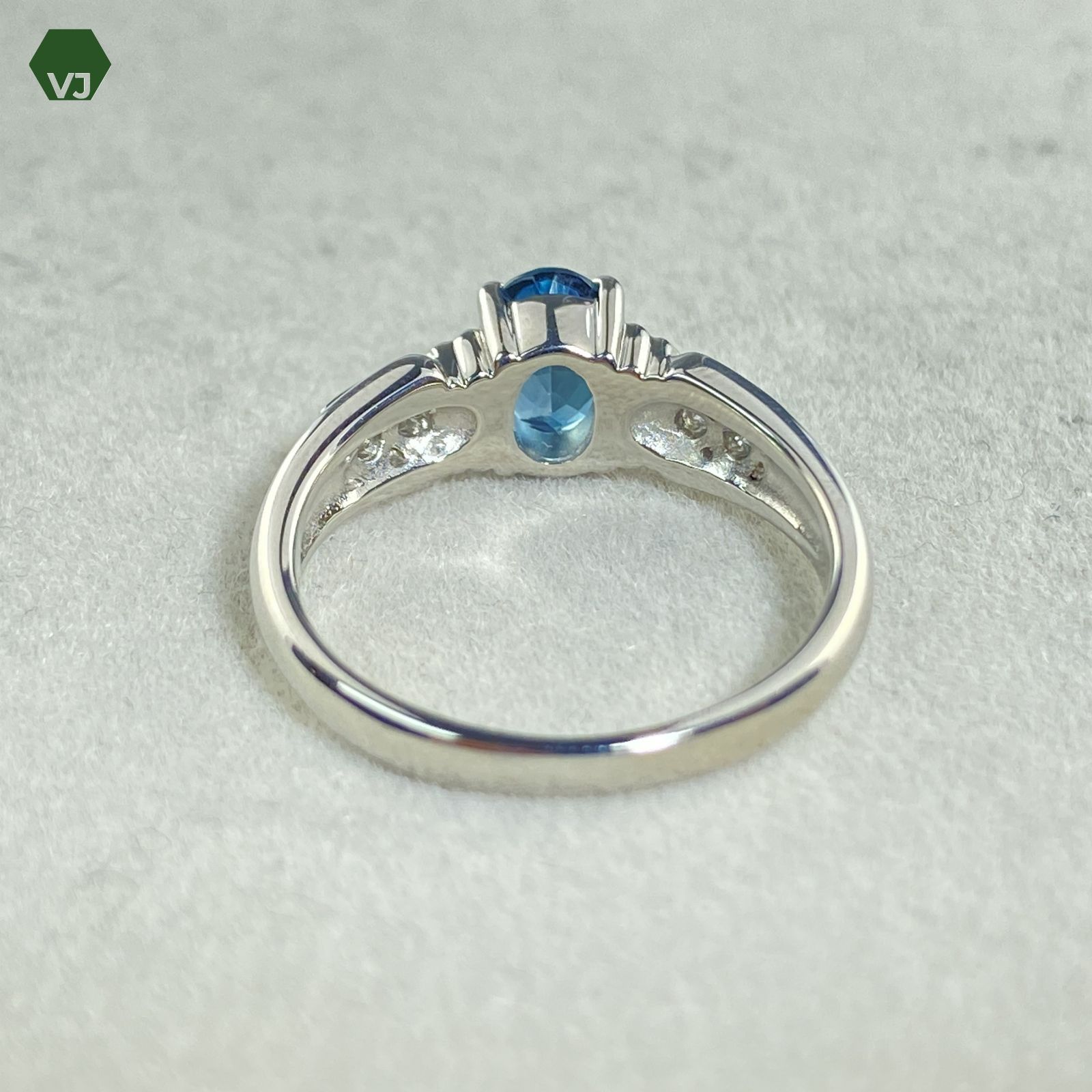 17-48】ロンドンブルートパーズダイヤリング0.9ctD0.12ct