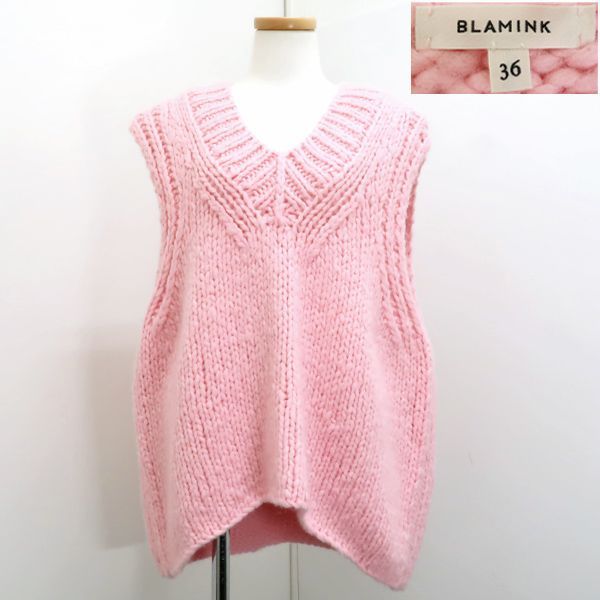 BLAMINK ニットベスト Vネック カシミヤ100% ＃36 ピンク 7918-106-0041 ブラミンク ◇送料込み◇質屋-10296 -  メルカリ