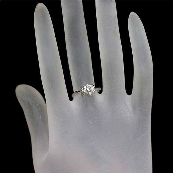 希少 Pt900 天然ピンク / カラーレス ダイヤモンド リング 0.07ct D0  
