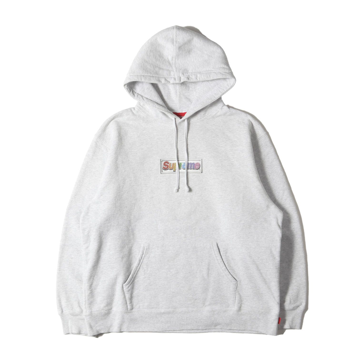 Supreme シュプリームボックスロゴフーディーパーカーアッシュグレイ灰L