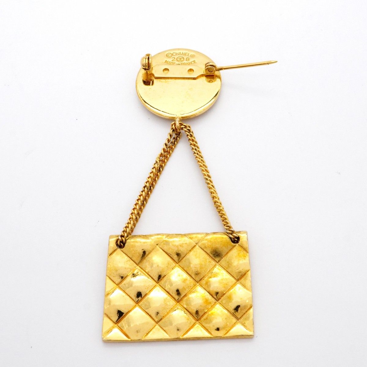 CHANEL　シャネル マトラッセ バッグ　ゴールド ブローチ ヴィンテージ CHANEL シャネル ブローチ マトラッセ ココマーク バッグ