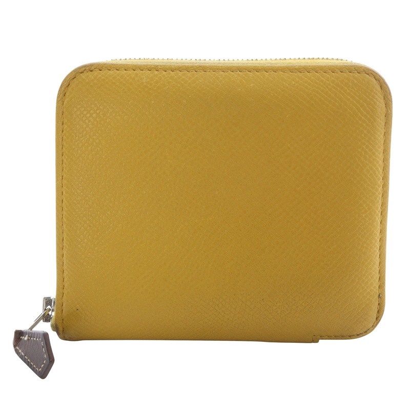 エルメス アザップ シルクイン コンパクト 財布 黄色 ジップ イエロー