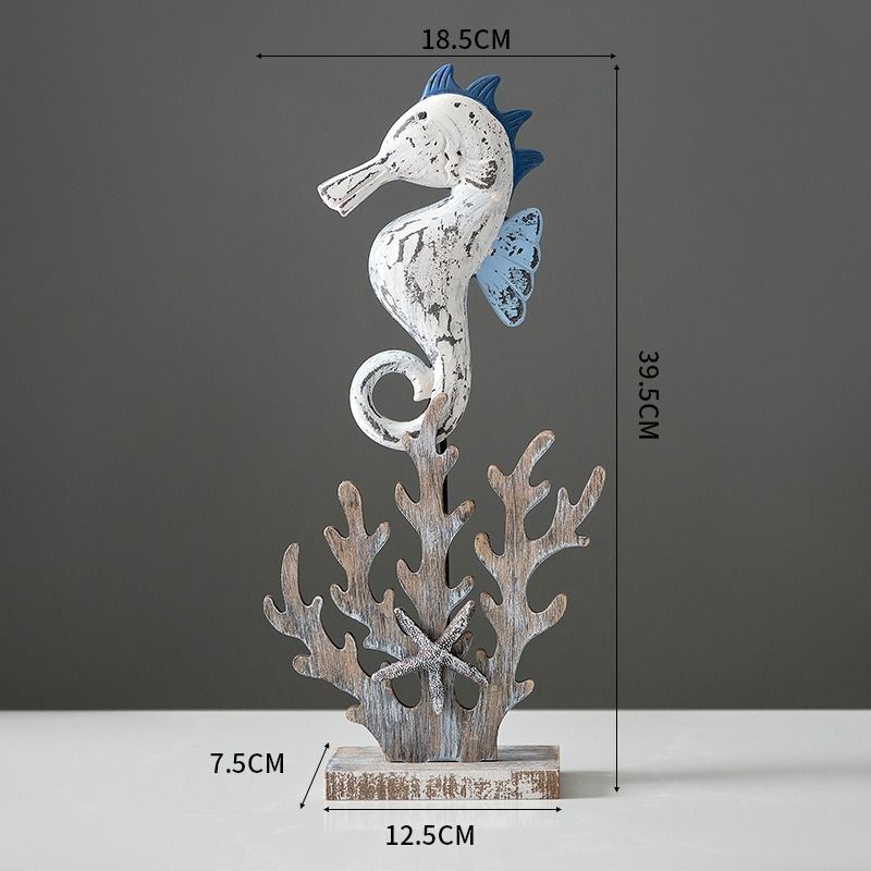 【美品】魚　タツノオトシゴ　木彫　置物　インテリア　工芸品　美術品　A1293 オブジェ 置物 サカナ 魚 タツノオトシゴ 2種類 木製 インテリア