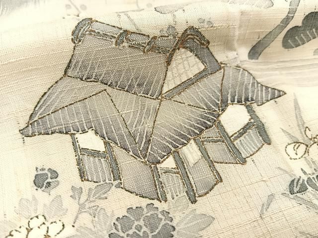 平和屋着物○生紬 市松風景文 正絹 逸品 BAAT0857yc - メルカリ 