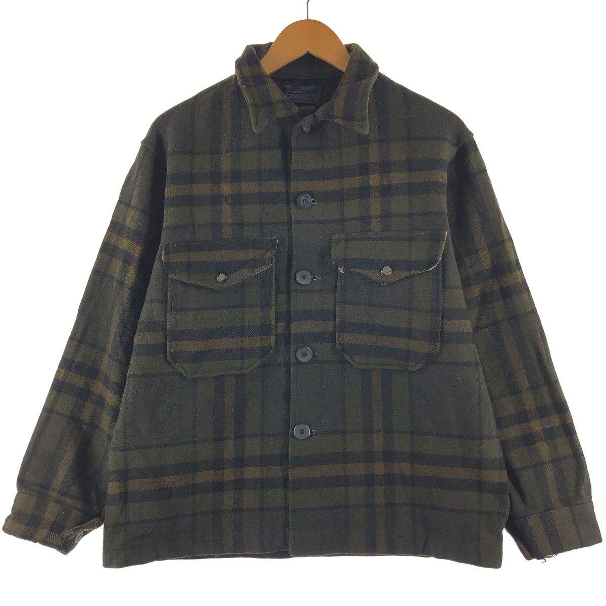 Pendleton チェック柄ジャケット M 古着 60年代 ペンドルトン PENDLETON チェック柄 ウールシャツ