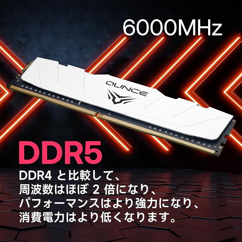 DDR5 48GB-6000MHz デスクトップPC用メモリ(24GB×2枚 PC5-48000)白