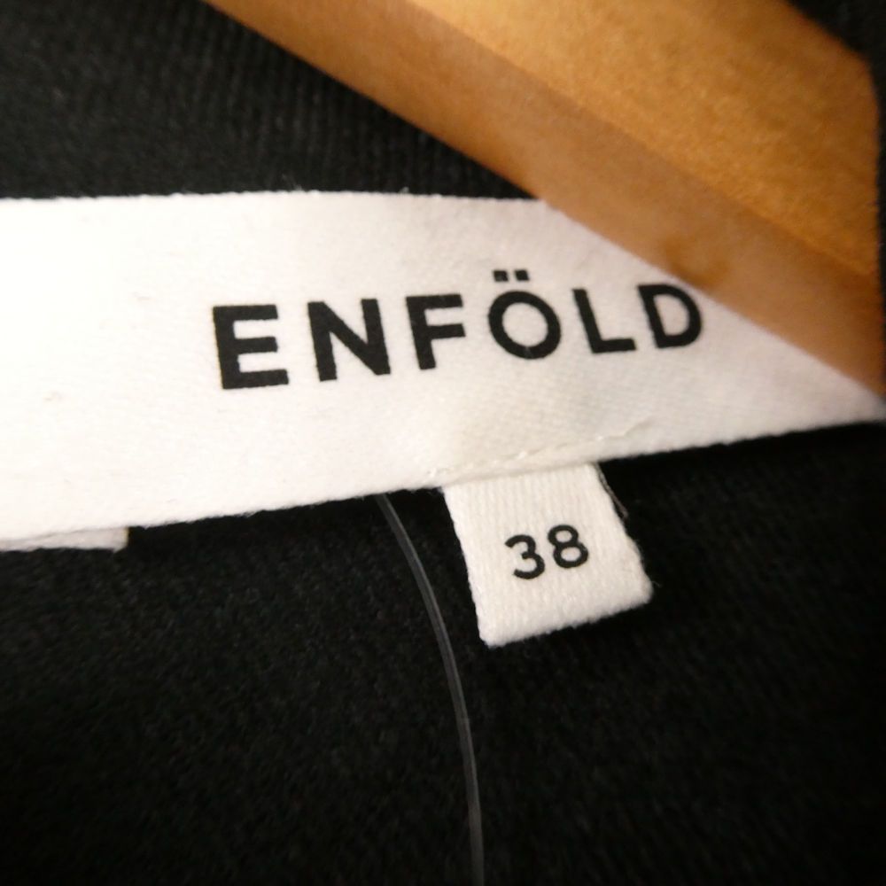 極美品 エンフォルド ENFOLD バックスリット変形ブラウス チェック 美品 ENFOLD エンフォルド BACK-TIE PULLOVER ブラックタイプル