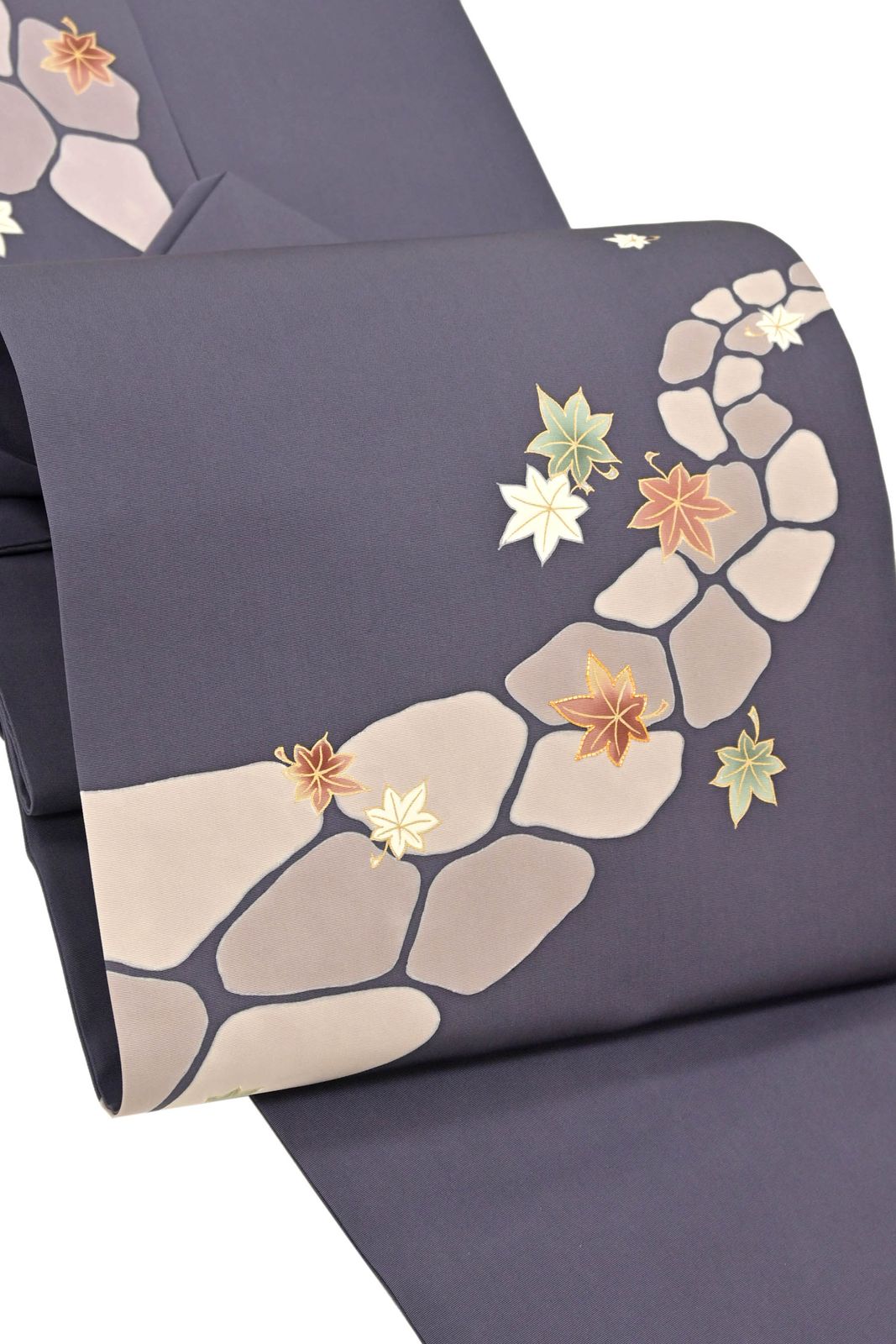 九寸名古屋帯】手加工染｜金駒刺繍｜塩瀬地｜お仕立て上がり｜中古品