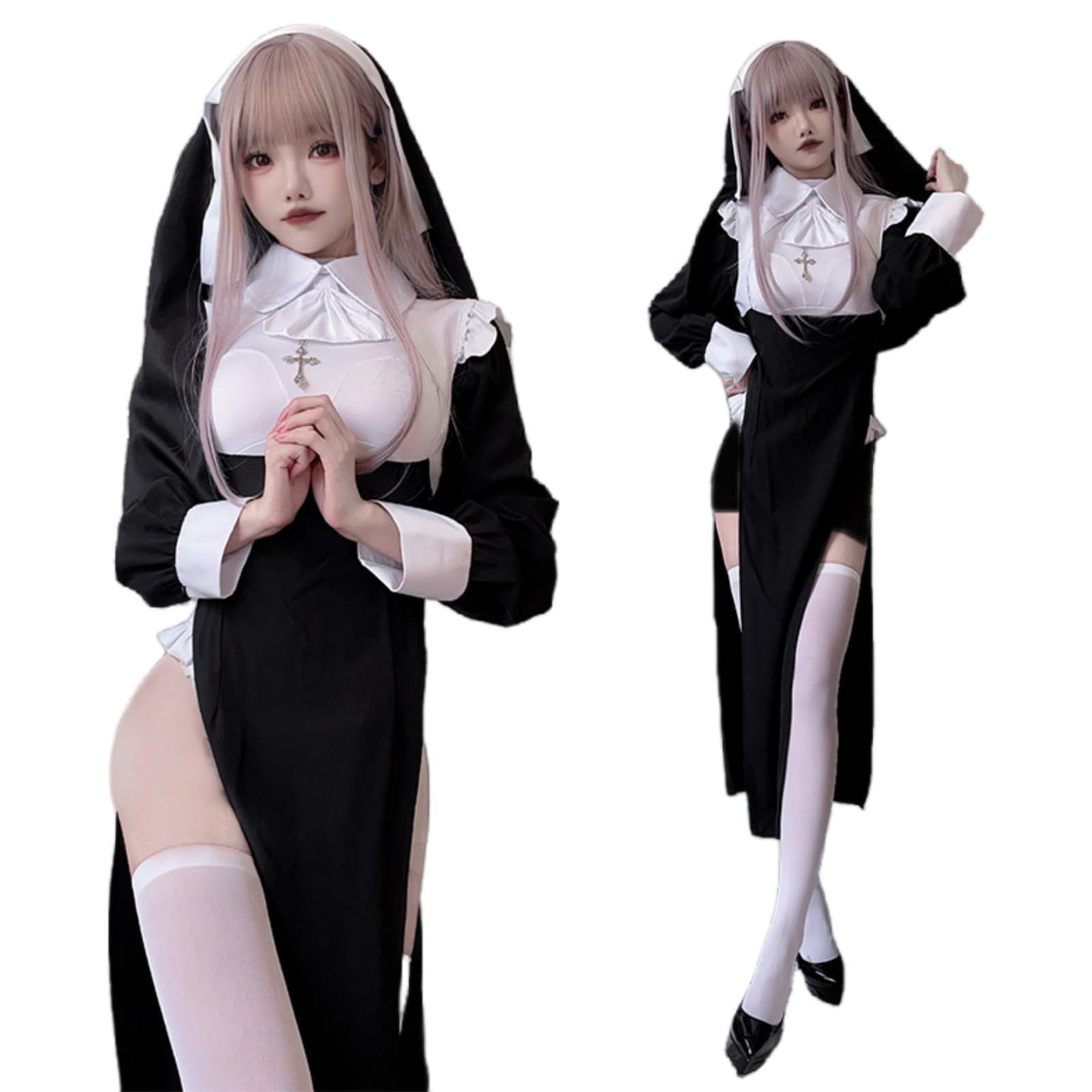 セクシーシスターコスプレ衣装美人修道女制服ドレスハロウイン
