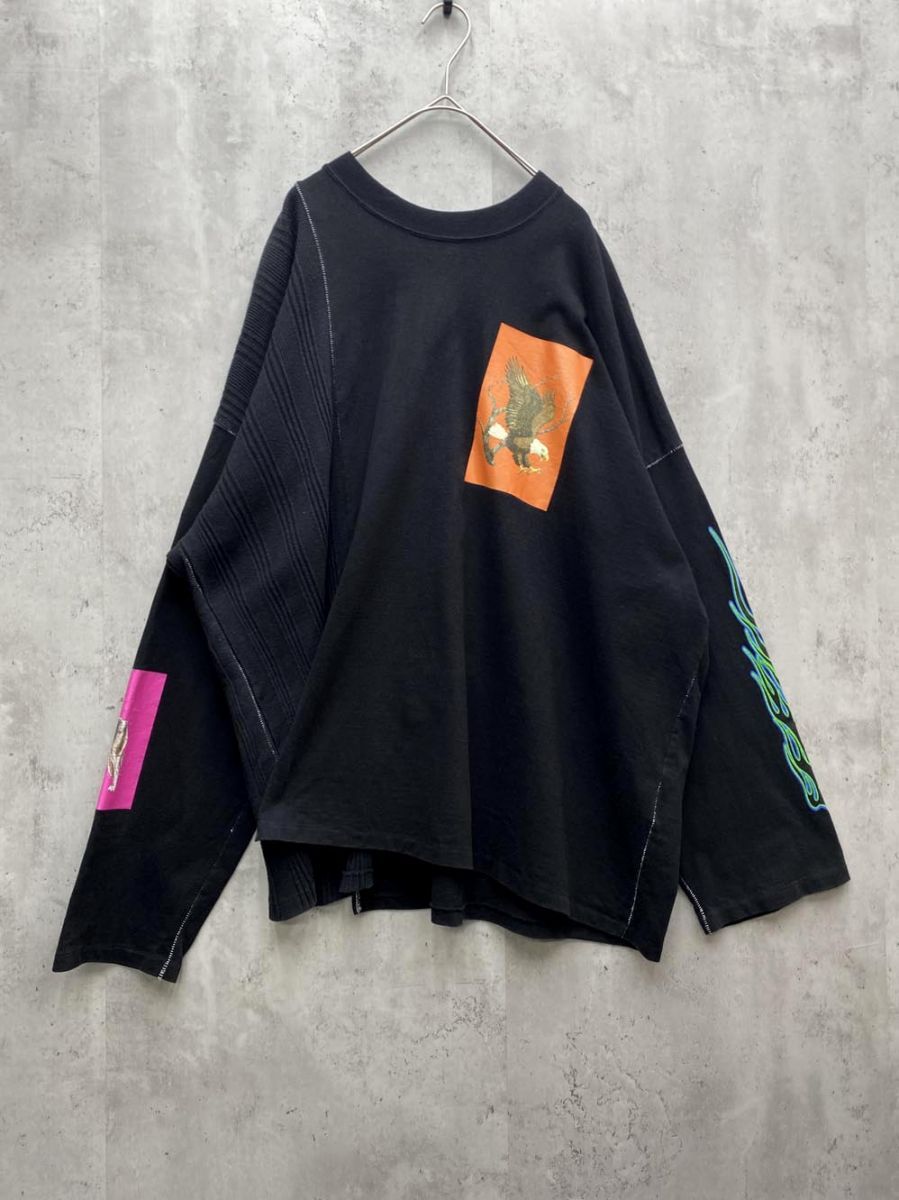JieDa ジエダ Jie-19W-CT07 アシンメトリーロングスリーブ Tシャツ sizeL/黒 メンズ