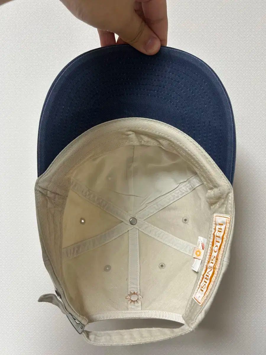 【Hello Sunrise】HS 90s Logo 6Panel Cap〜6パネルキャップ 90s Logo 6Panel Cap_Beige&Navy - Hello Sunrise