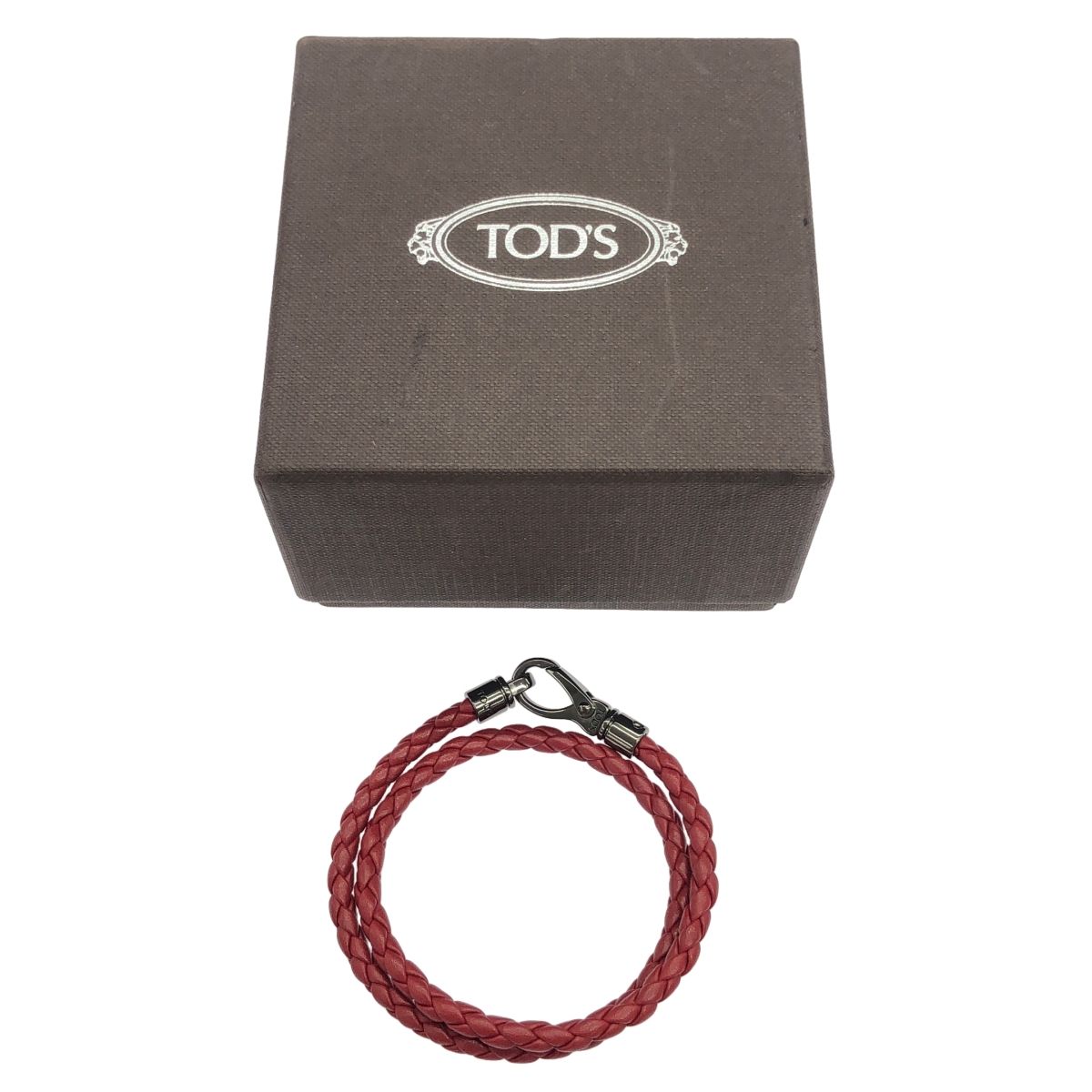 TOD'S トッズ パイソンレザー 蛇革 ブレスレット シルバー925 レッド wc021_1.jpg