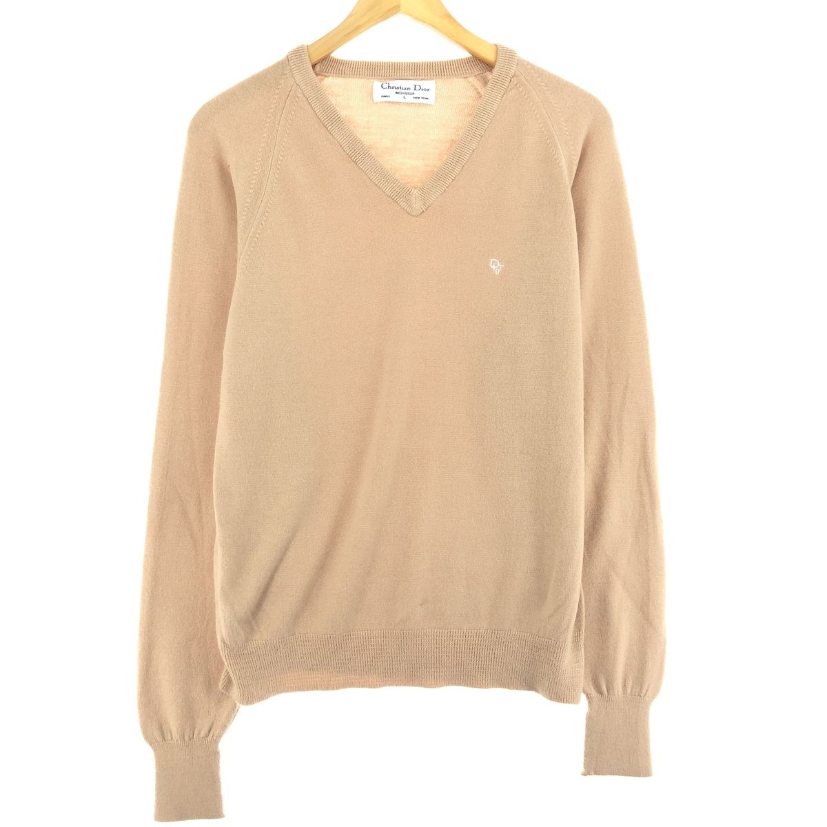 古着 80年代 クリスチャンディオール Christian Dior MONSIEUR Vネック ニットセーター USA製 メンズL ヴィンテージ/eaa399034