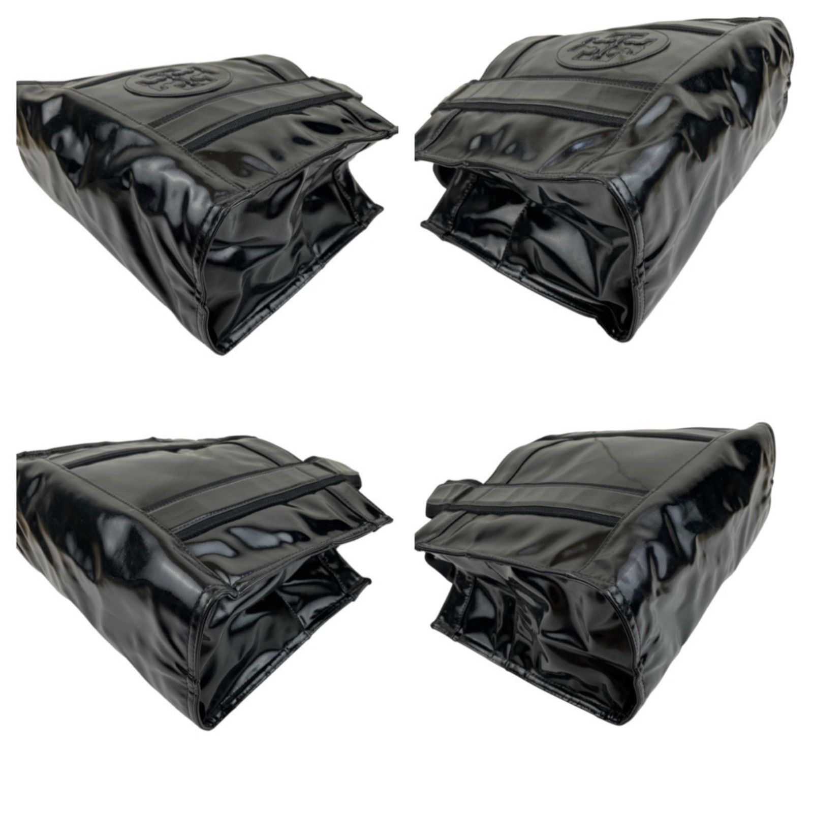 極美品 トリーバーチ トートバッグ エラ デカロゴ ナイロン レザー ブラック 美品 Tory Burch トリーバーチ トートバッグ エラ デカロゴ パテント