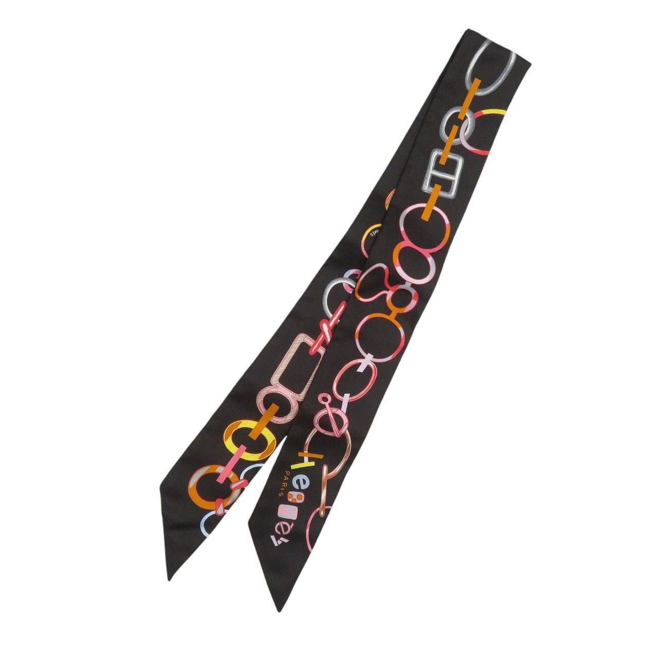 美品 エルメス ツイリー Do Re Boucles 063951S シルク ノワール  