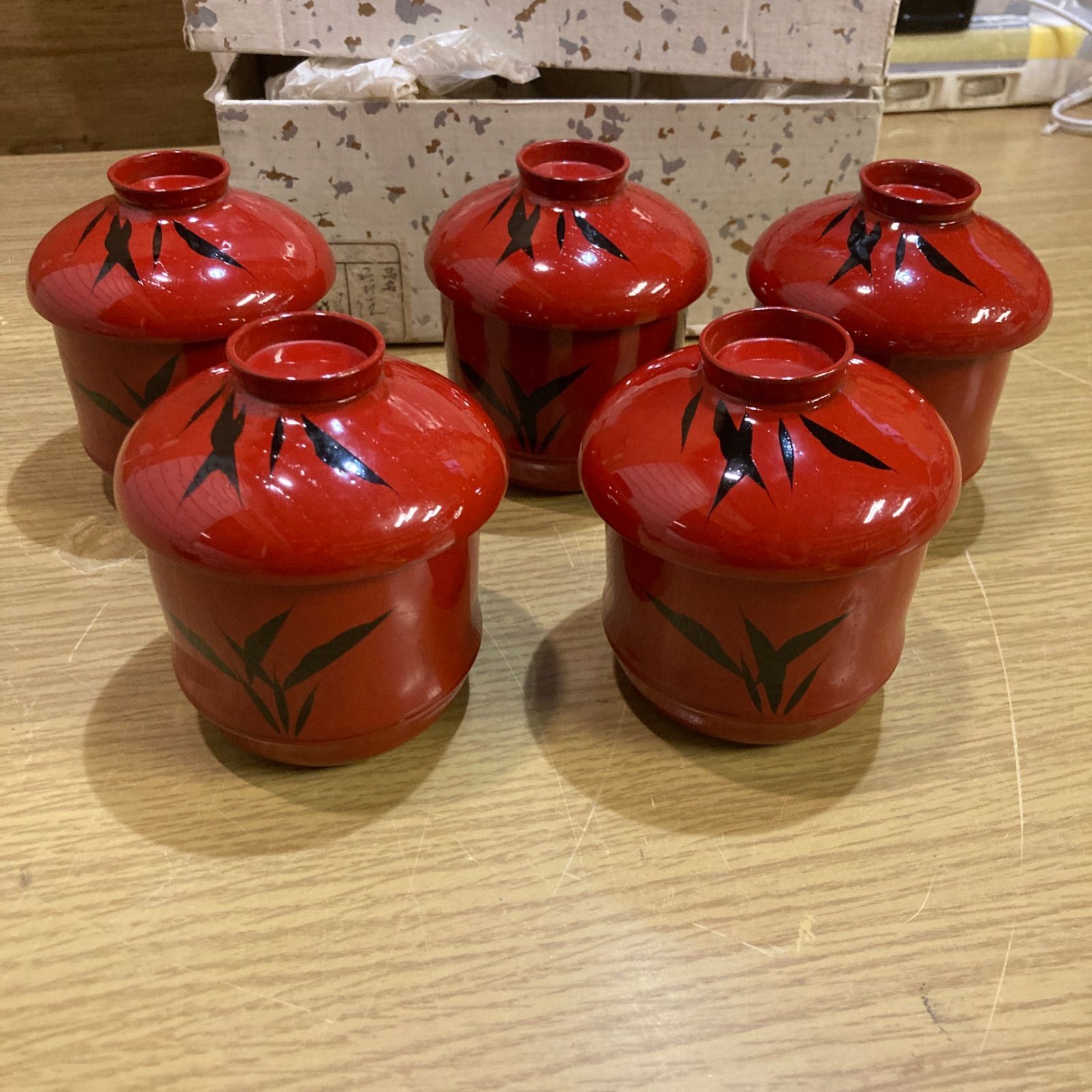 輪島塗】夫婦椀 洗朱 黒 高台黒塗 天然木 二客揃 共箱 夫婦椀 洗朱 黒