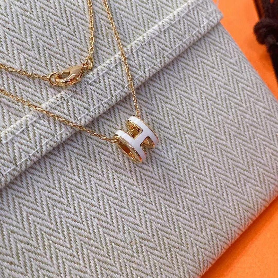 ✨新品✨ 【アクセントに♡】HERMES ネックレス Mini Pop H ホワイト @July jewelry