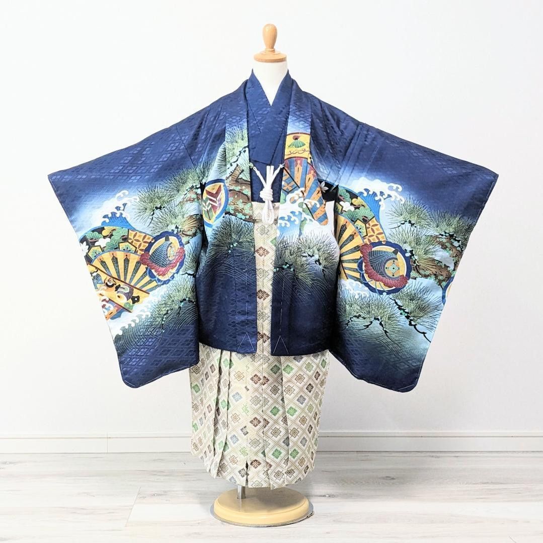 黒地龍と兜伝統柄七五三 男の子 5歳着物セット