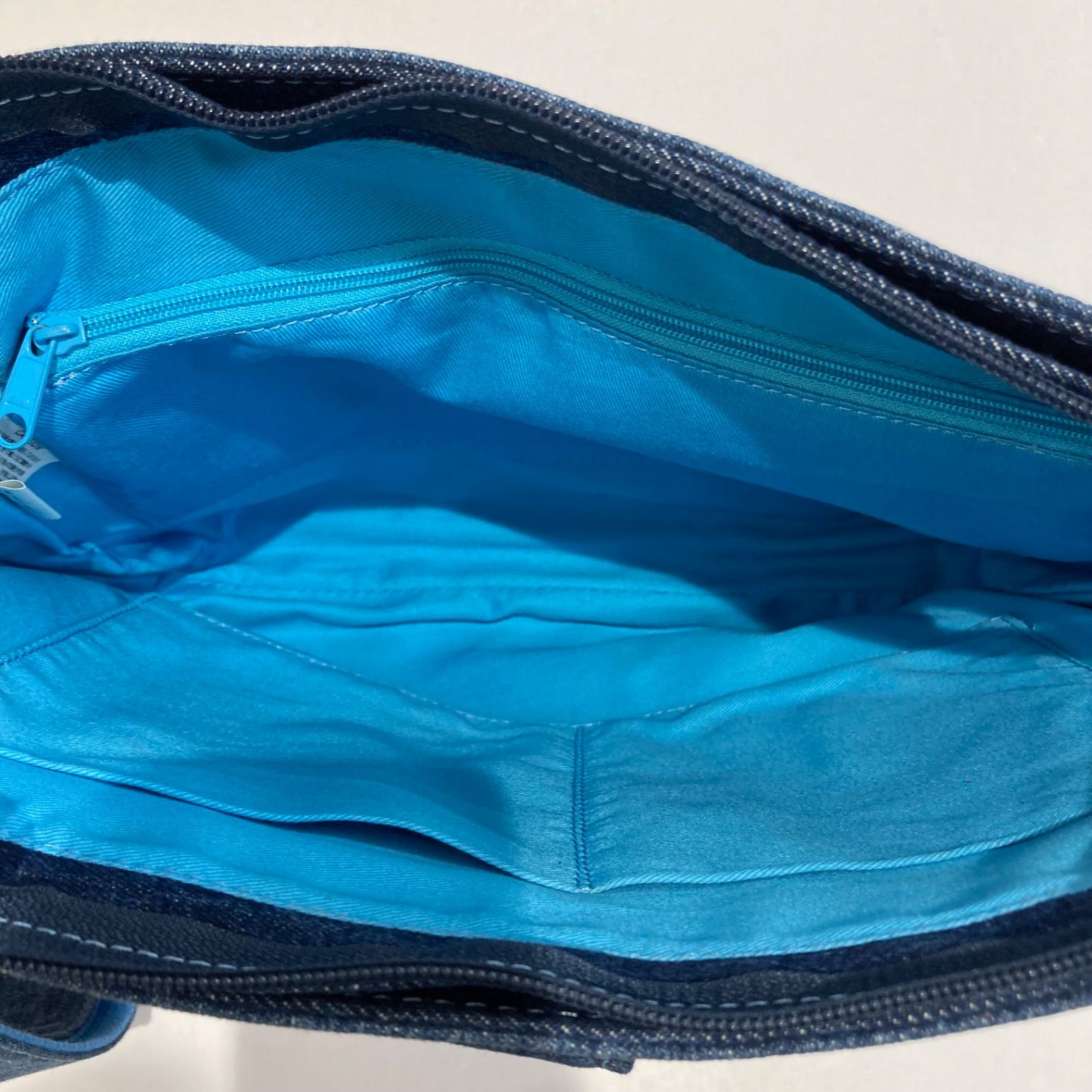 ichinoi イチノイ 京都一の井 リメイクデニム ショルダーバッグ パッチワーク ロゴ入り 参考定価¥38500 ブルー レッド レディース ゴーゴー古着マルイ草加店2250