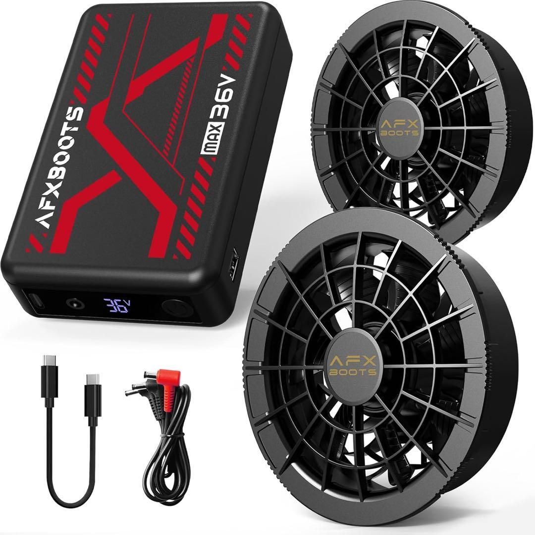 2025 36V業界超高出力 26800mAh 156L|S ファンバッテリーセット ファン付きベスト用 5段階風量調節 PSE認証済 外仕事 作業服 夏用 暑さ対策 熱中症予防