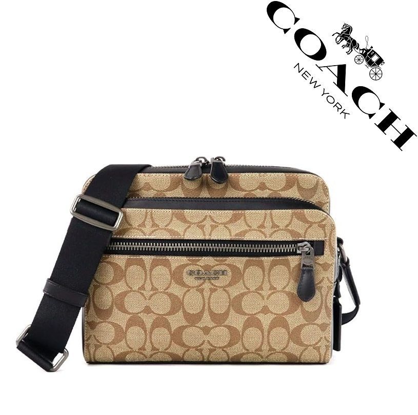 【セール中】COACH コーチバッグ F91485 カーキ×ブラック ショルダーバッグ 斜めがけバッグ クロスボディー アウトレット品 新品未使用