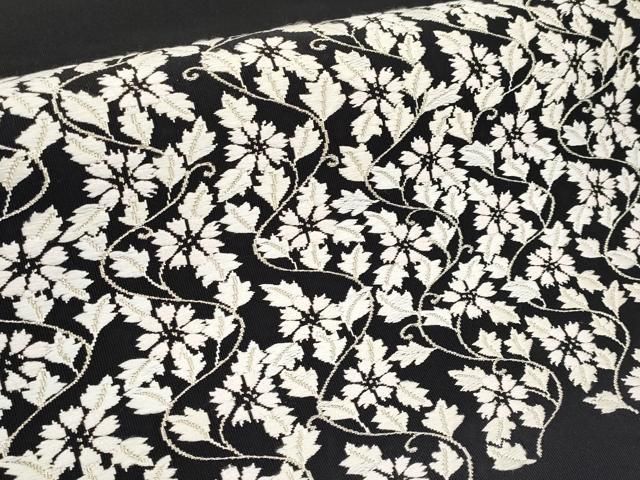 平和屋本店□極上 西陣 河村織物 河村つづれ 手織 八寸名古屋帯 花唐草