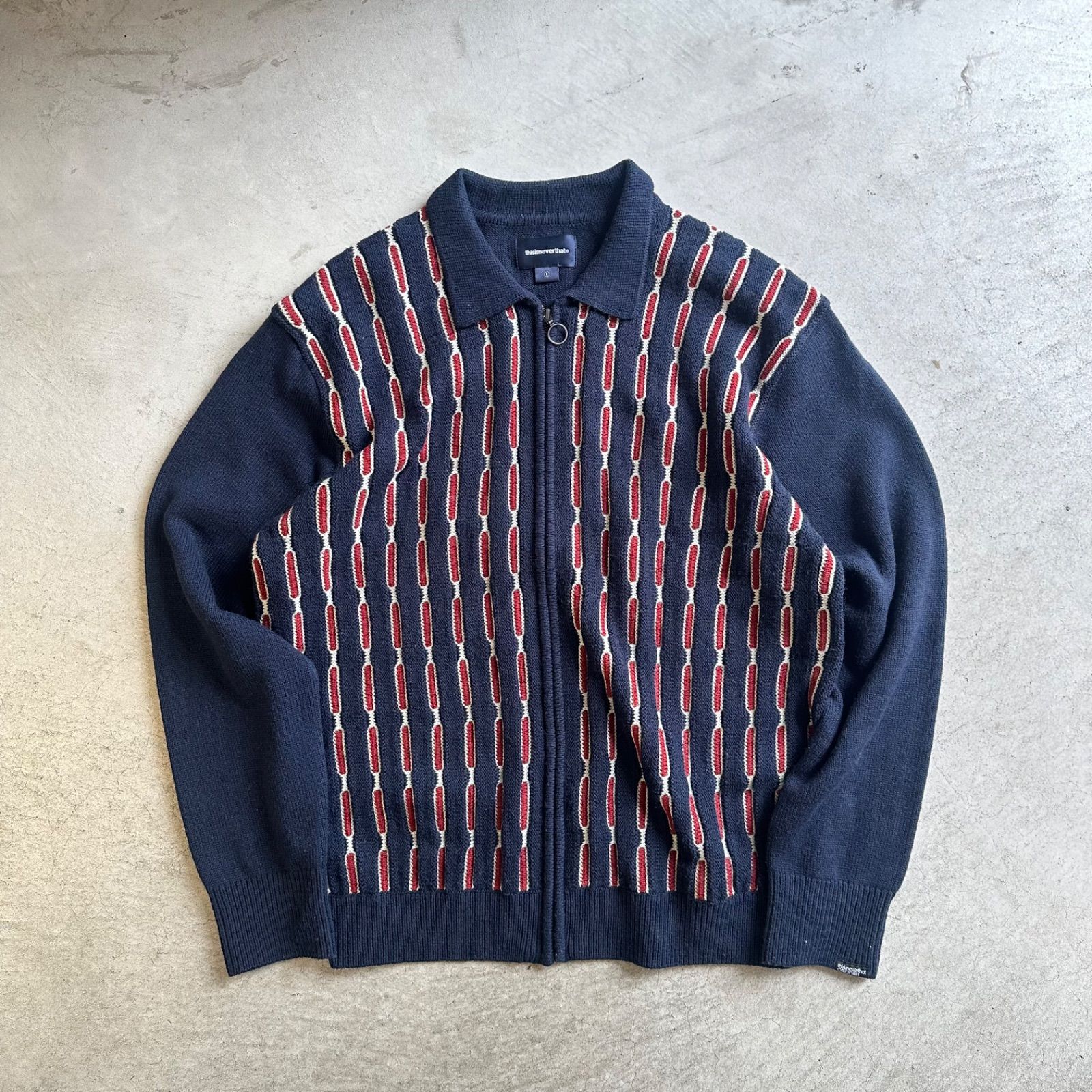 THISISNEVERTHAT】Chain Zip Up Polo Navy - dzhistory.com