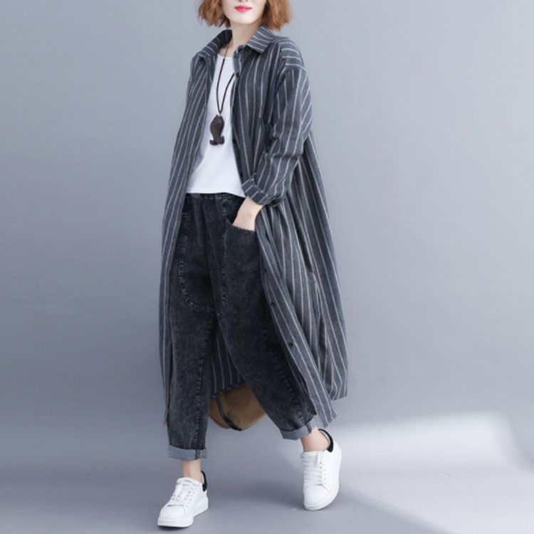 バビロン【CLASSY.コラボアイテム】 ストライプ ロングシャツ／ワンピース バビロン【CLASSY.コラボアイテム】 ストライプ ロングシャツ