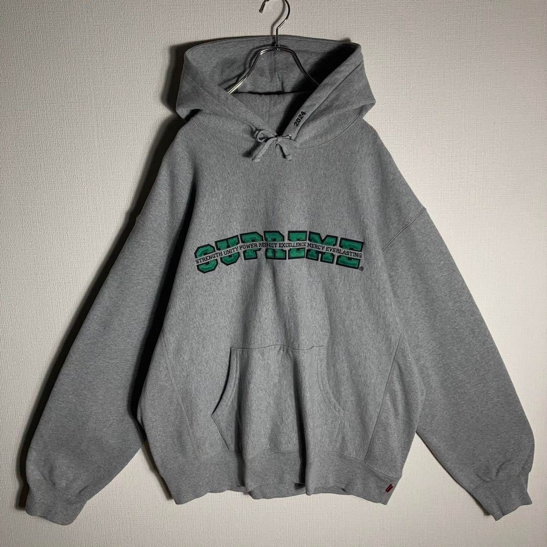 美品/XL相当 SUPREME プルオーバーパーカー　00S チェーン　グレー 美品/XL相当 SUPREME プルオーバーパーカー 00S チェーン グレー