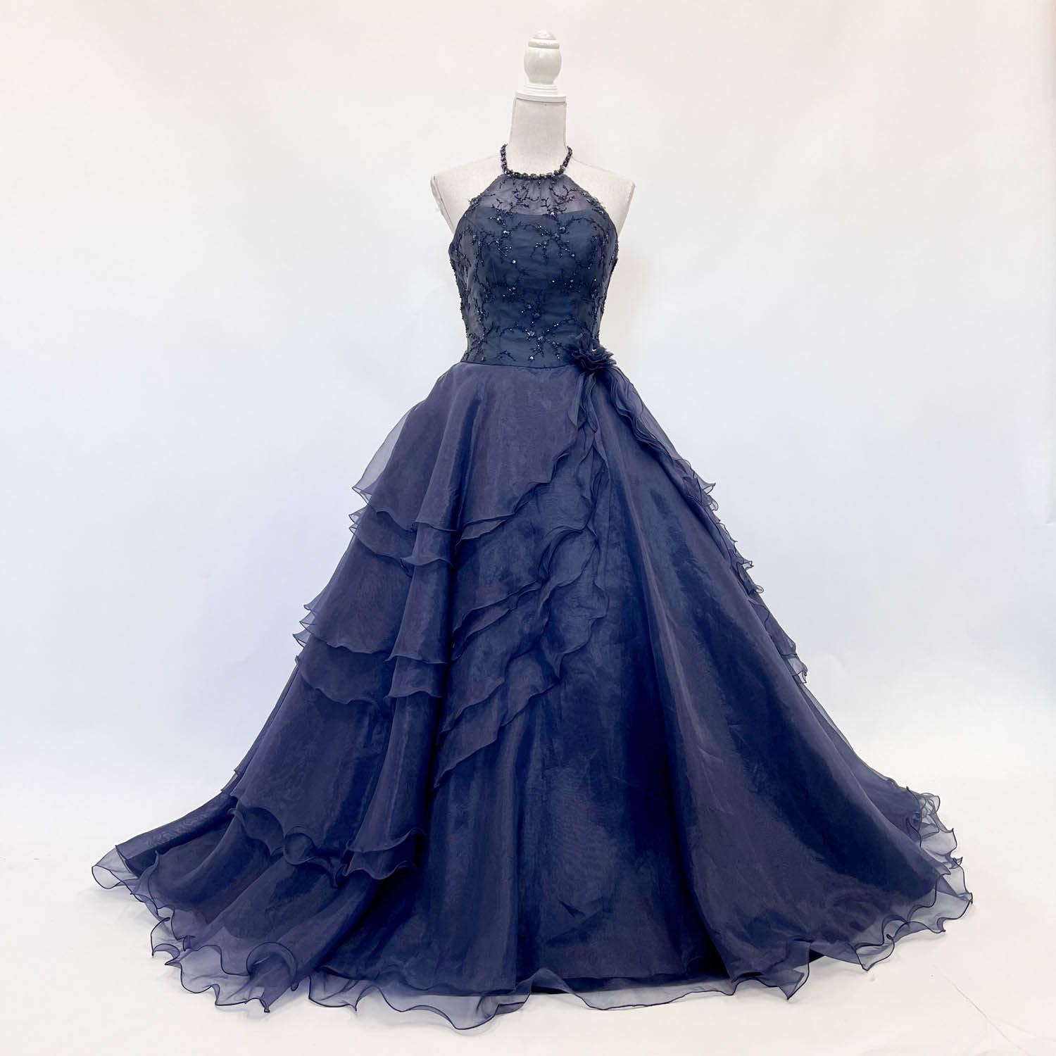 中古 カラードレス 紺色 11号 プリンセスライン 撮影衣装 結婚式 