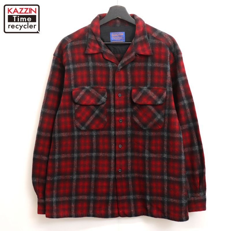 00s PENDLETON チェック柄 オープンカラー ウール 長袖シャツ
