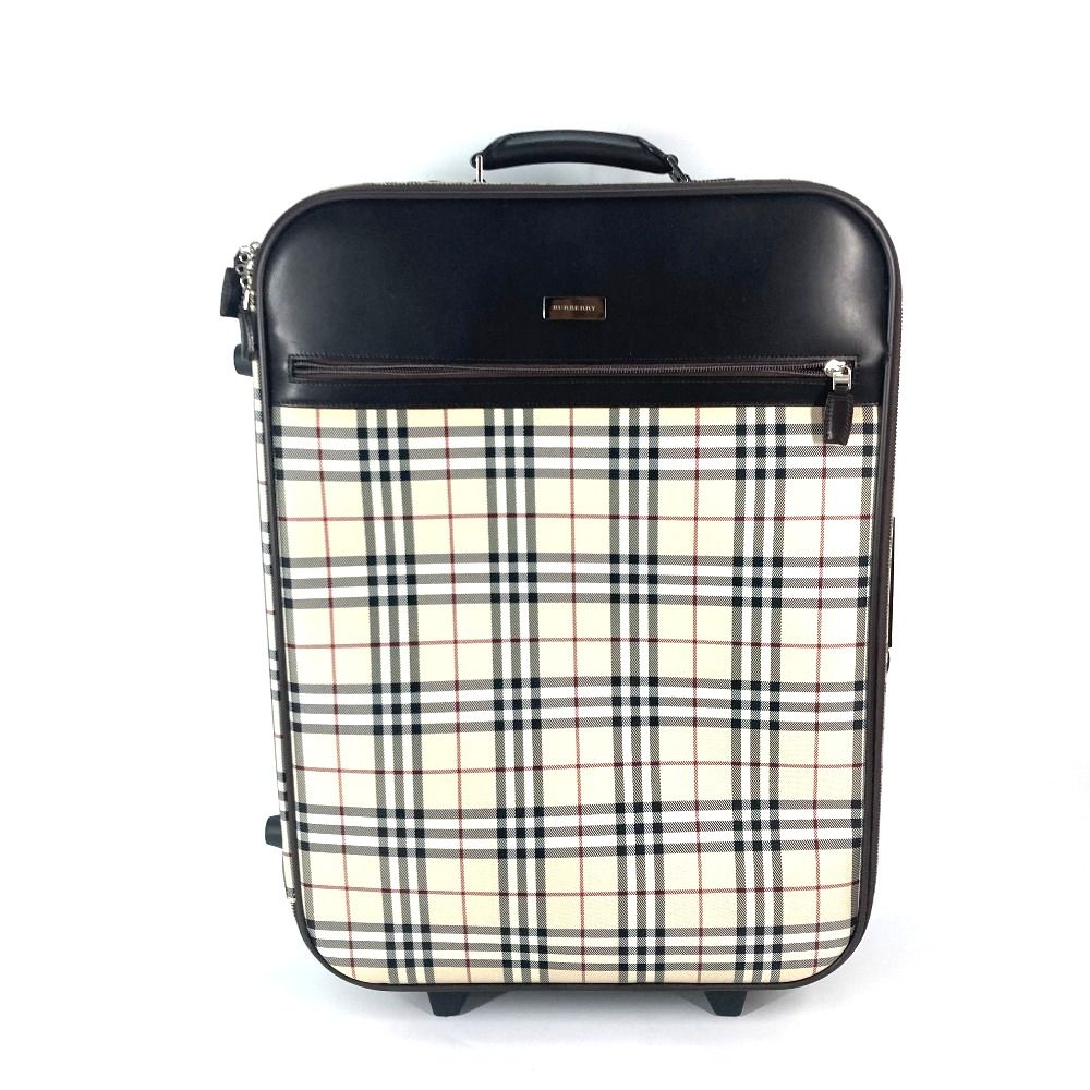美品/希少✨BURBERRY バーバリー キャリーバッグ ノバチェック　レザー BURBERRY バーバリー キャリーバッグ ノバチェック柄 キャンバス