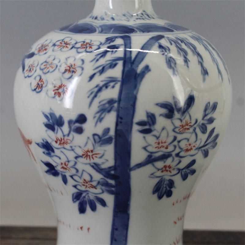 清康熙烏金釉本金手描き松鶴延年天球瓶 景徳鎮 陶磁器 装飾品現代工芸品美術品置物 清康煕青花釉里紅三羊開泰梅瓶 景徳鎮 陶磁器 装飾品 現代工芸品