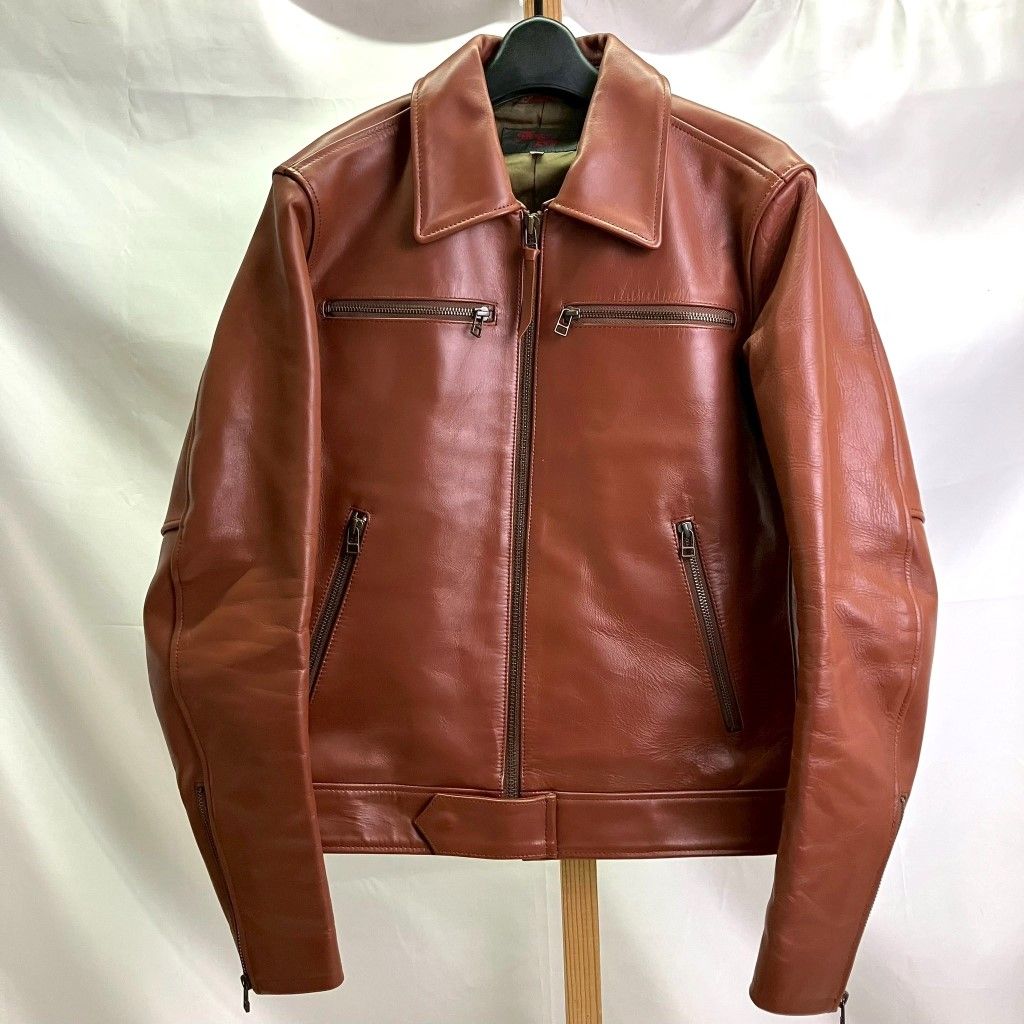 01w-5432 スリーレッグス Three Legs 馬革 ライダースジャケット ブラウン サイズM メンズ レザージャケット 品