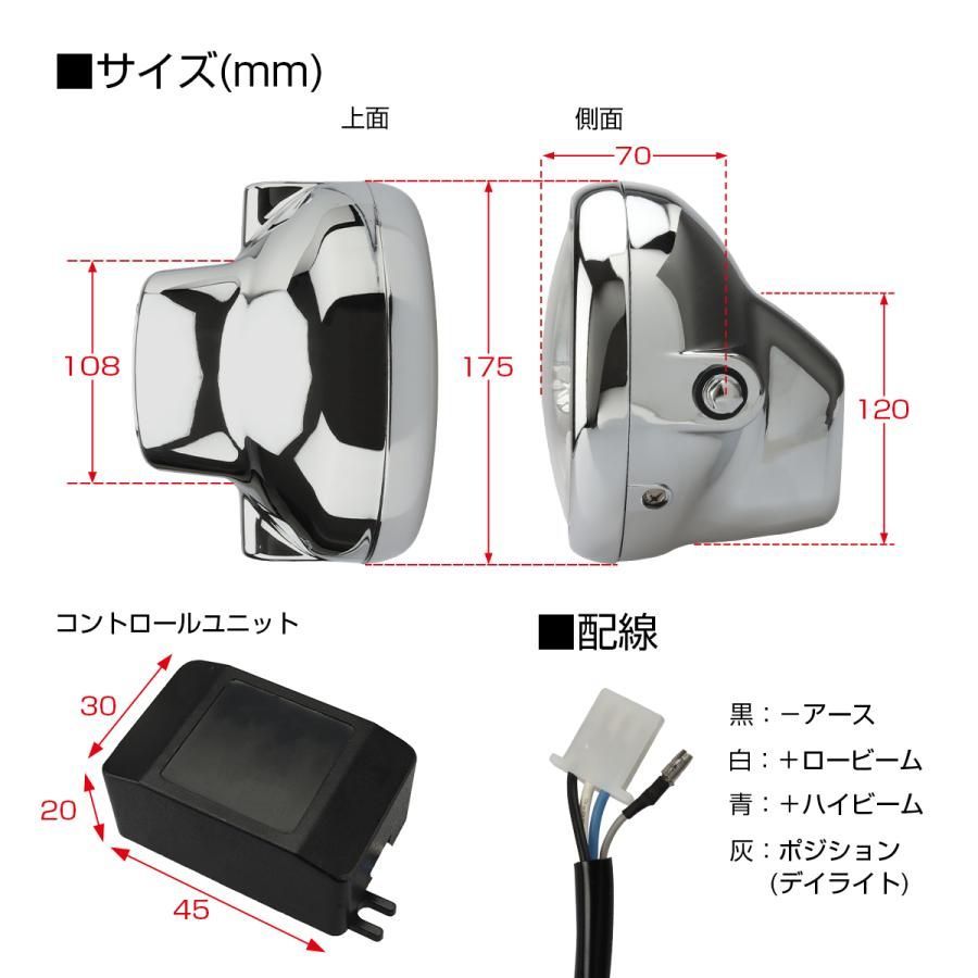 V-103.当時物 倉庫保管品180パイ ゼファー純正ヘッドライトセット LED バイク 汎用 LED ヘッドライト 180mm デイライト付 カスタム